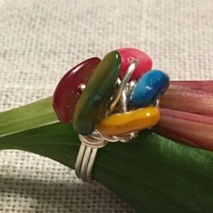 New colorful wire wrapped ring.💕